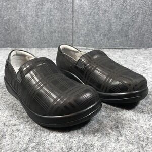 Alegria Shoes Womens Size 9.5-10 Black Leather Plaid Clog Slip Resistant KEL-597